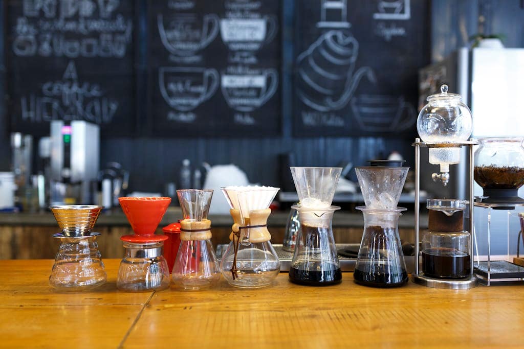 How to Nail the Pour Over Coffee Ratio Every Time 4 Clear Glass Flasks
